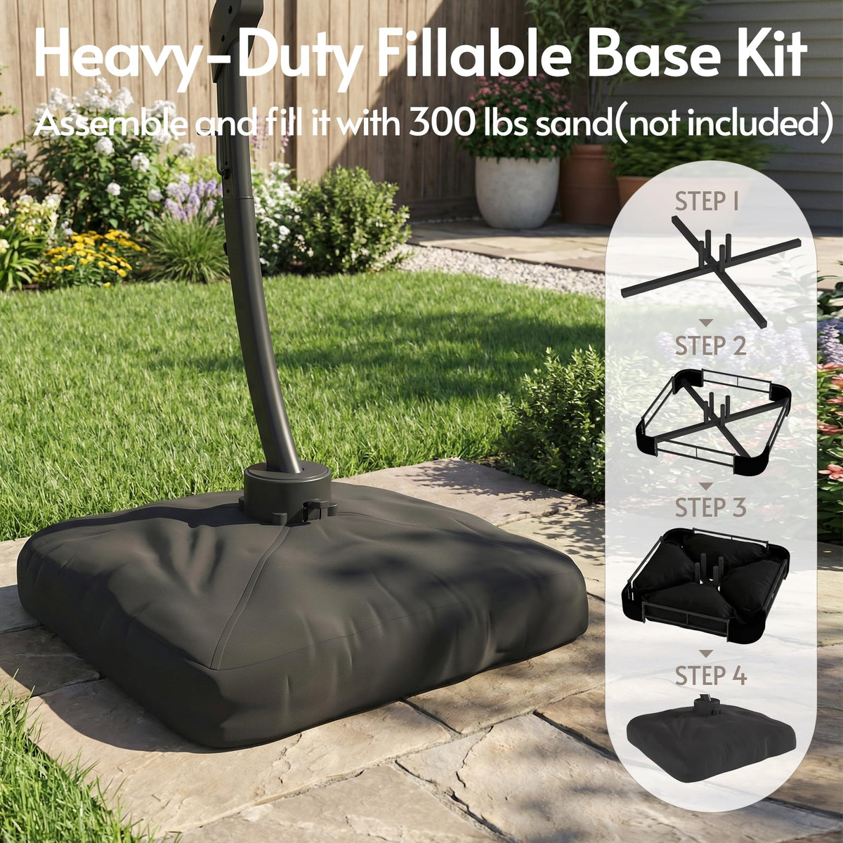11FT Navy Blue Aluminum Cantilever Patio Umbrella with Base J16677
