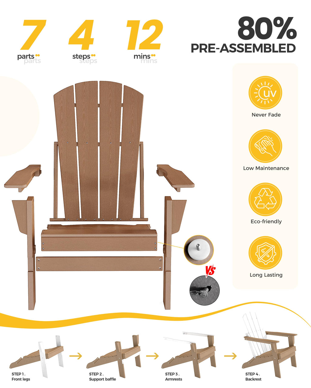 Folding HDPE Adirondack Chair X172852