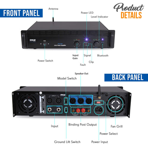 1000 Watt 2-Channel Bluetooth Power Amplifier B620