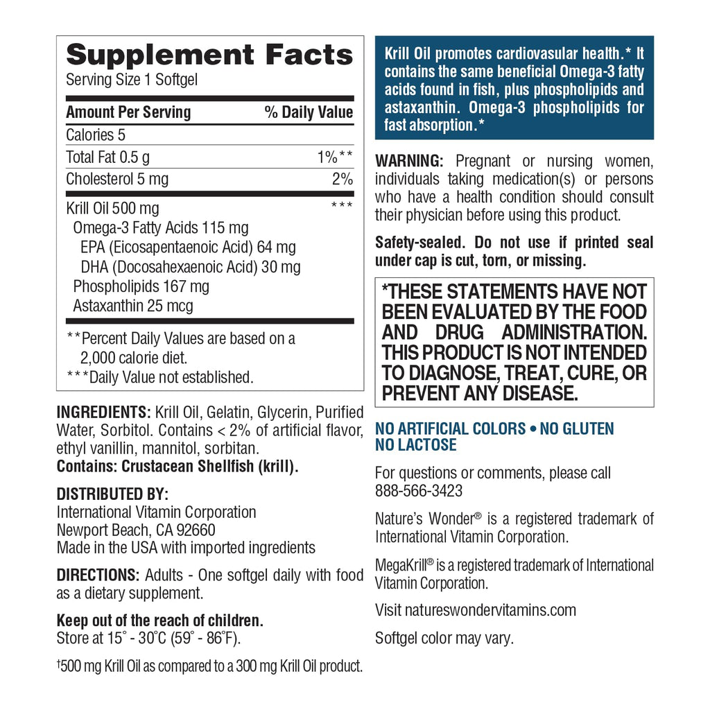 Krill Oil 500mg EPA & DHA 120 Softgels Q67064
