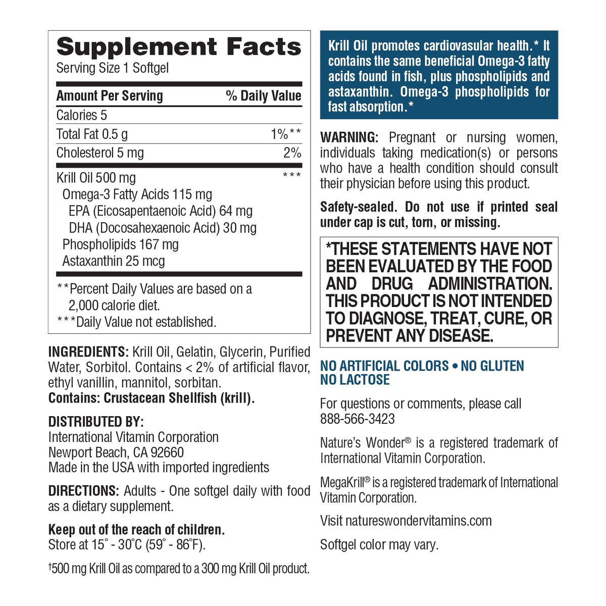 Krill Oil 500mg EPA & DHA 120 Softgels Q67064