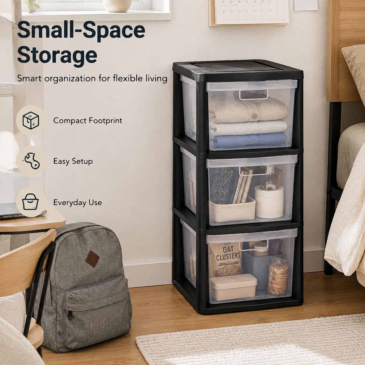 3-Drawer Plastic Storage Tower O378989