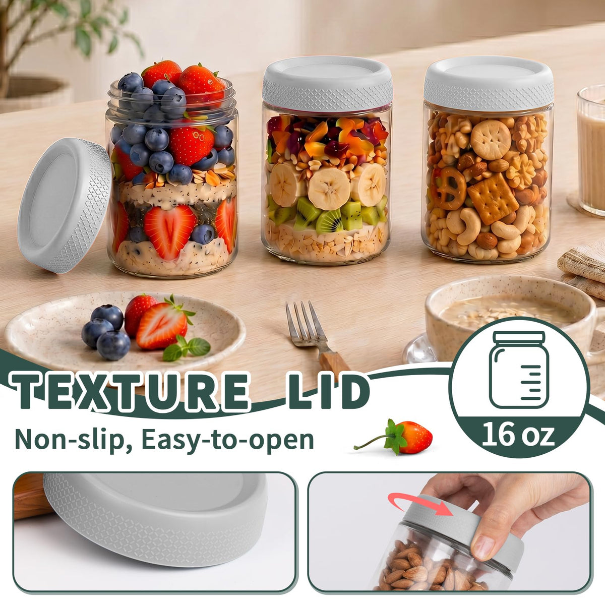 12 Pack 16 oz Glass Jars with Lid O668