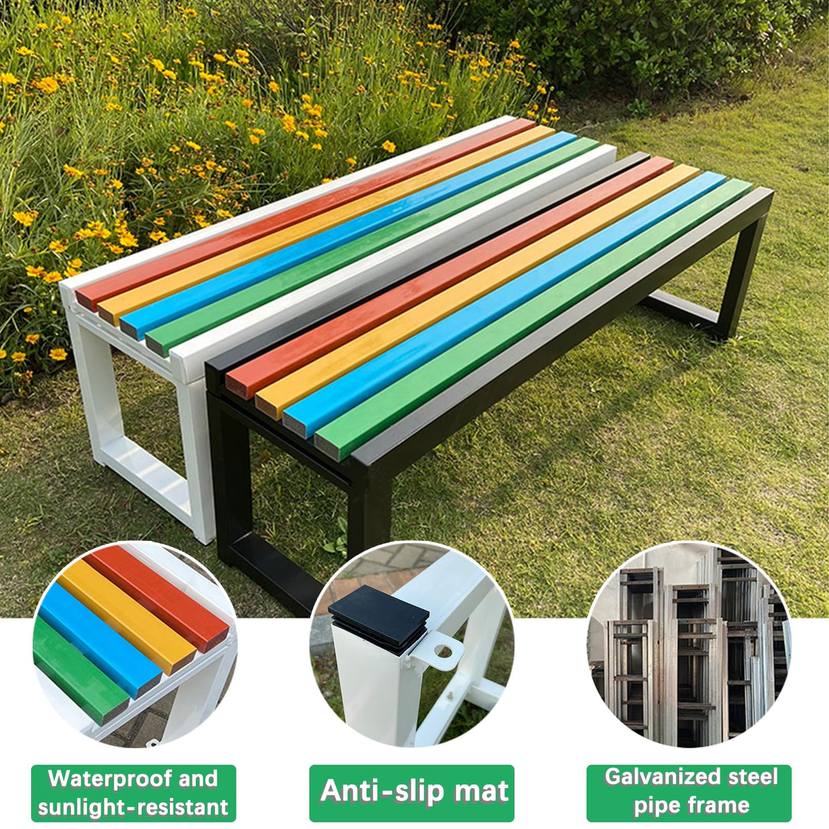 Weatherproof Metal Garden Bench 150 × 40 × 45 cm B148588