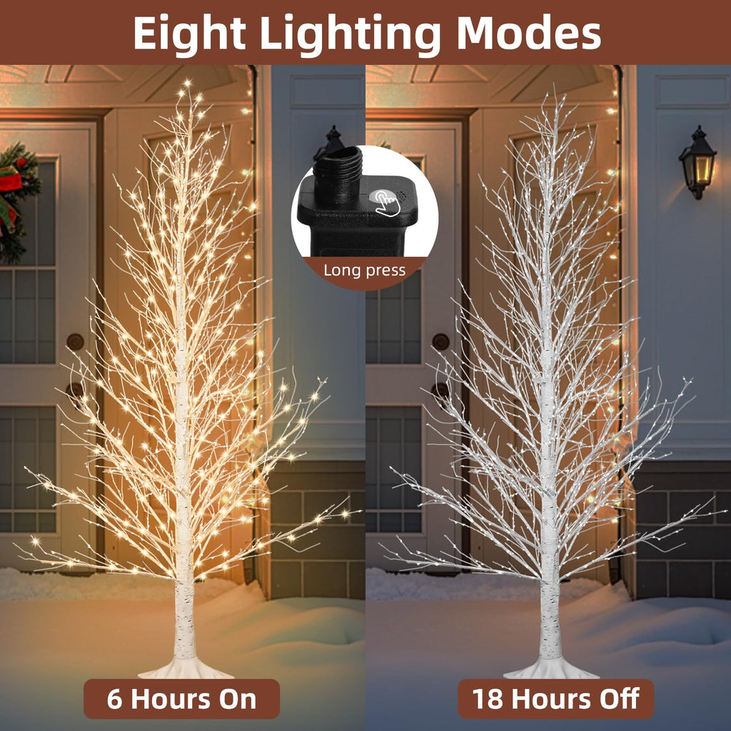 6FT LED Lighted Birch Tree with Timer IP44 Waterproof A104910