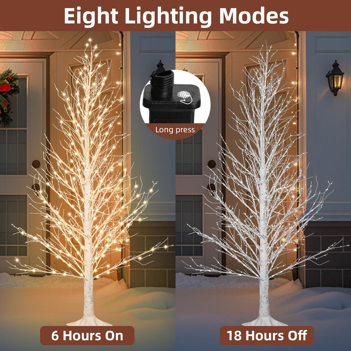 6FT LED Lighted Birch Tree with Timer IP44 Waterproof A104910