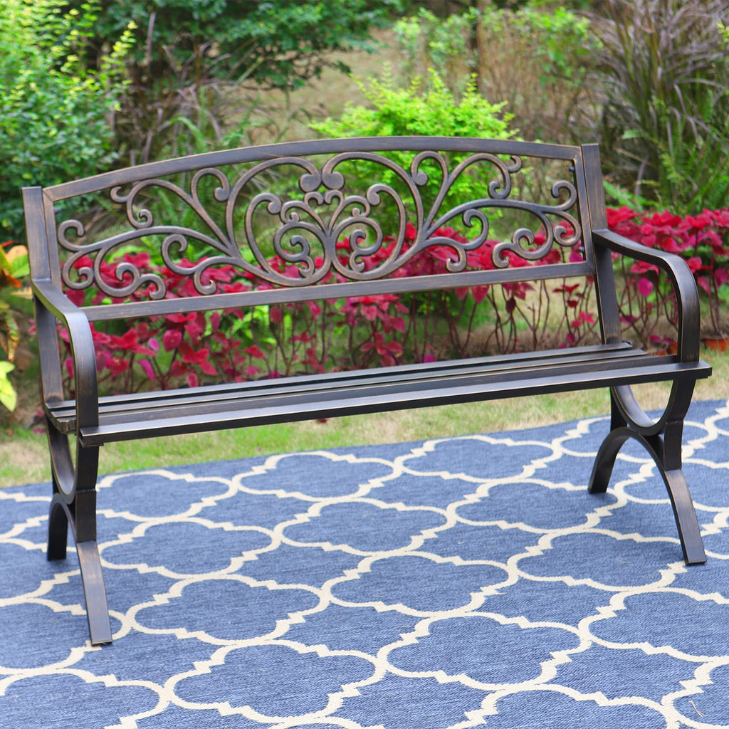 50 Inches Bronze Metal Garden Bench W715