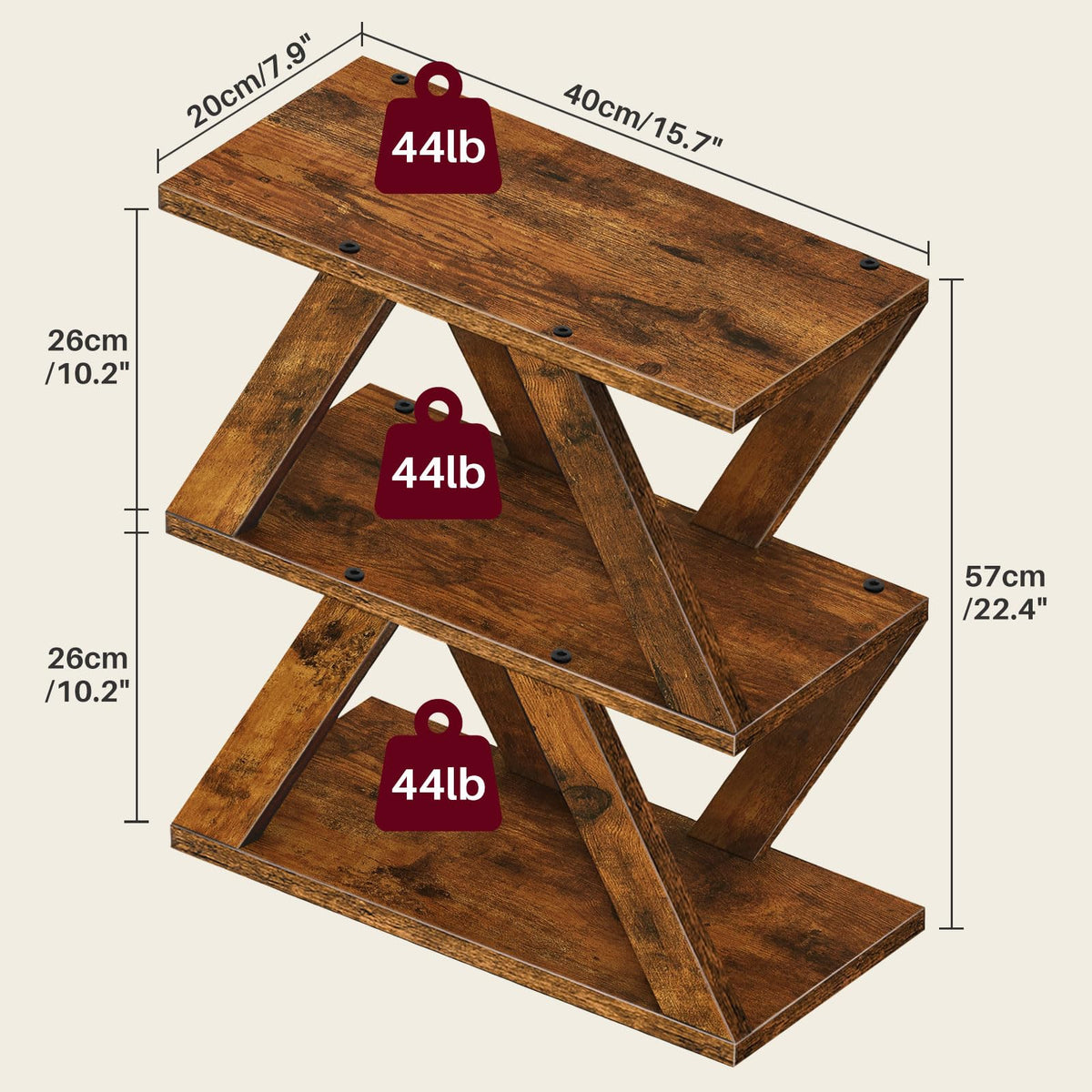3 Tier Side Table with Storage Shelves W53762