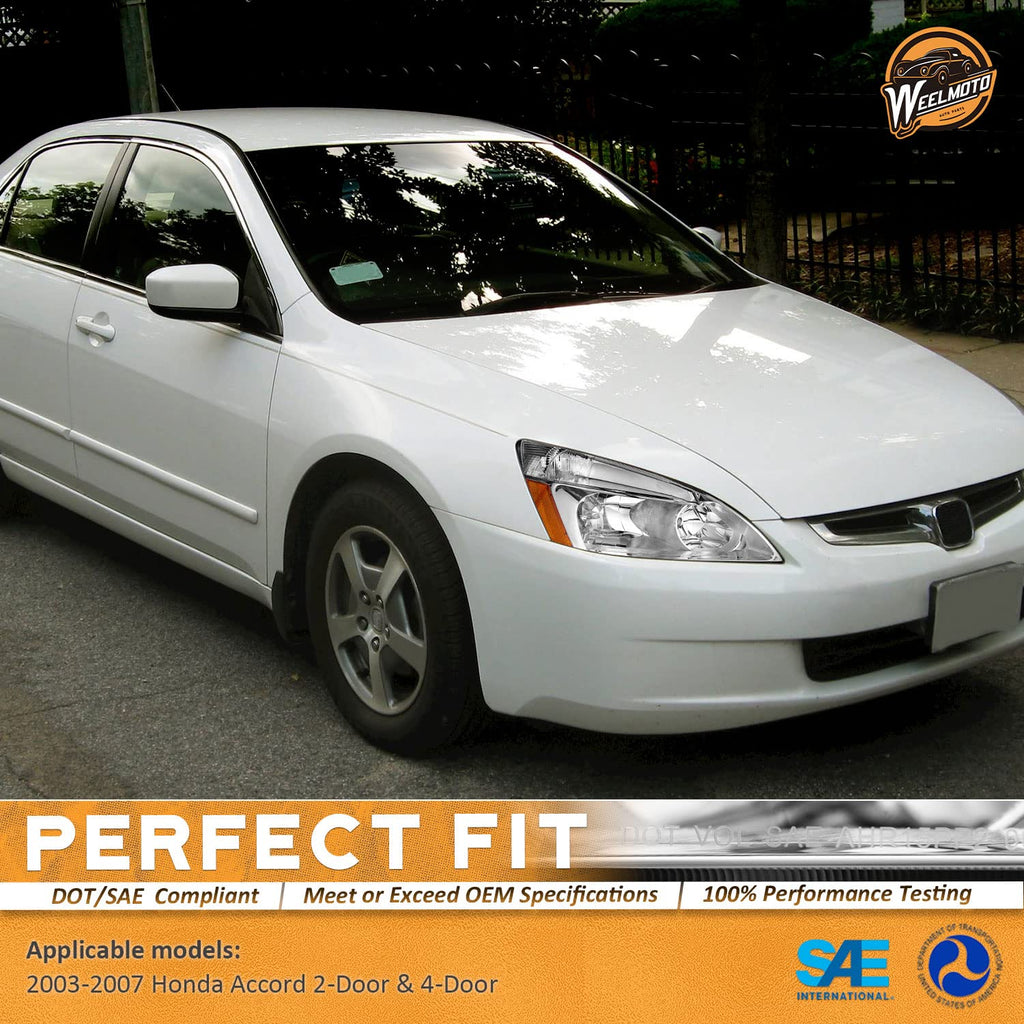 Headlights for 2003-2007 Honda Accord Chrome Housing Amber Reflector Left+Right N6181