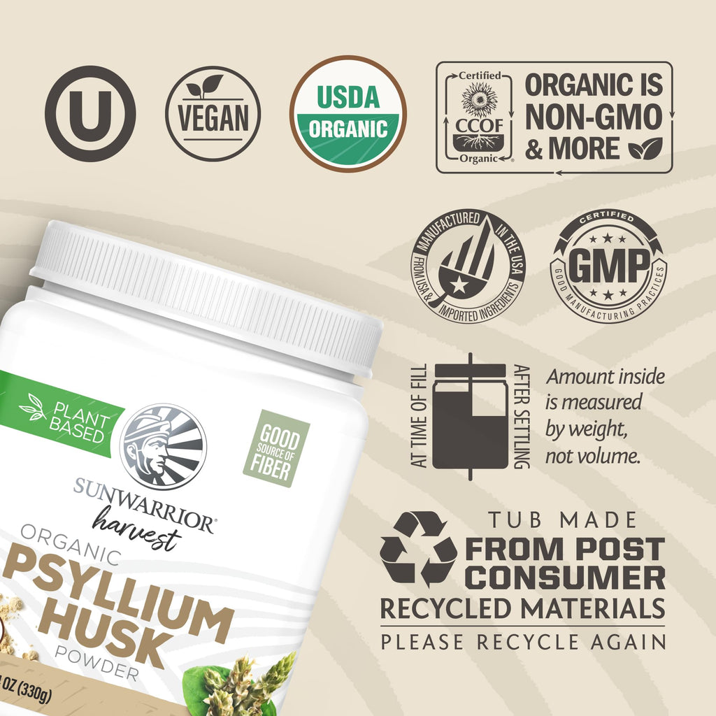Organic Psyllium Husk Powder Fiber 66 Servings Z97450