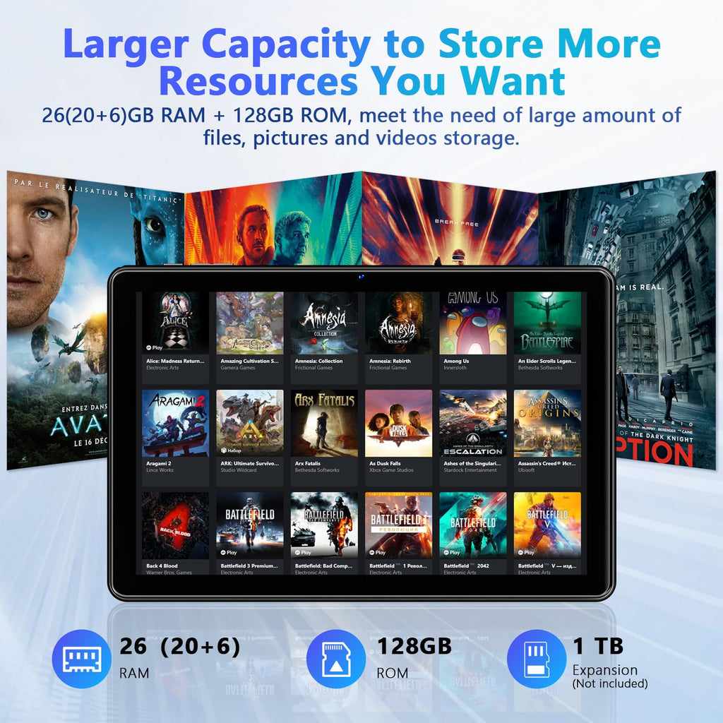 Android 16 Tablet 10 Inch with Case, 26GB RAM 128GB ROM Q405