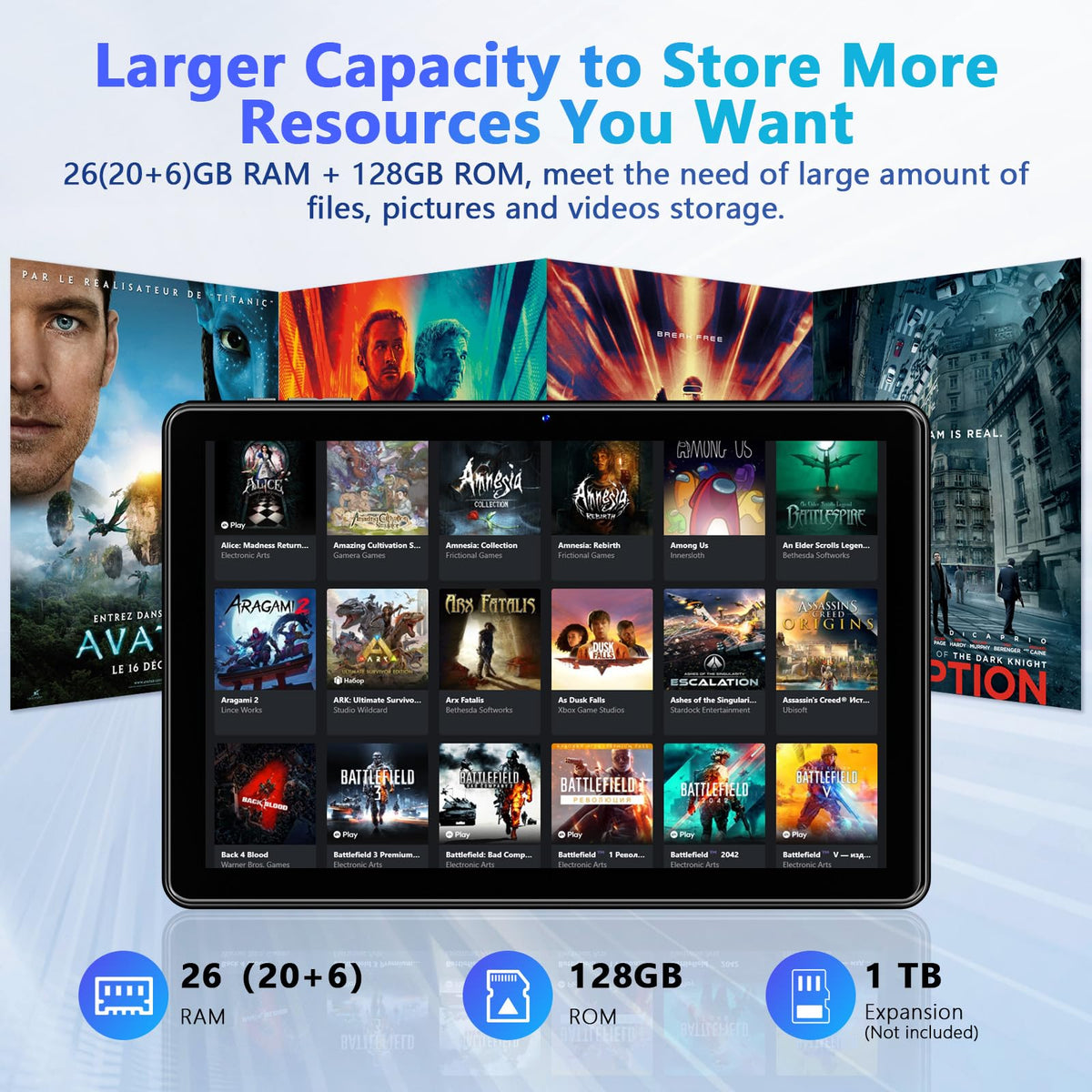 Android 16 Tablet 10 Inch with Case, 26GB RAM 128GB ROM Q405