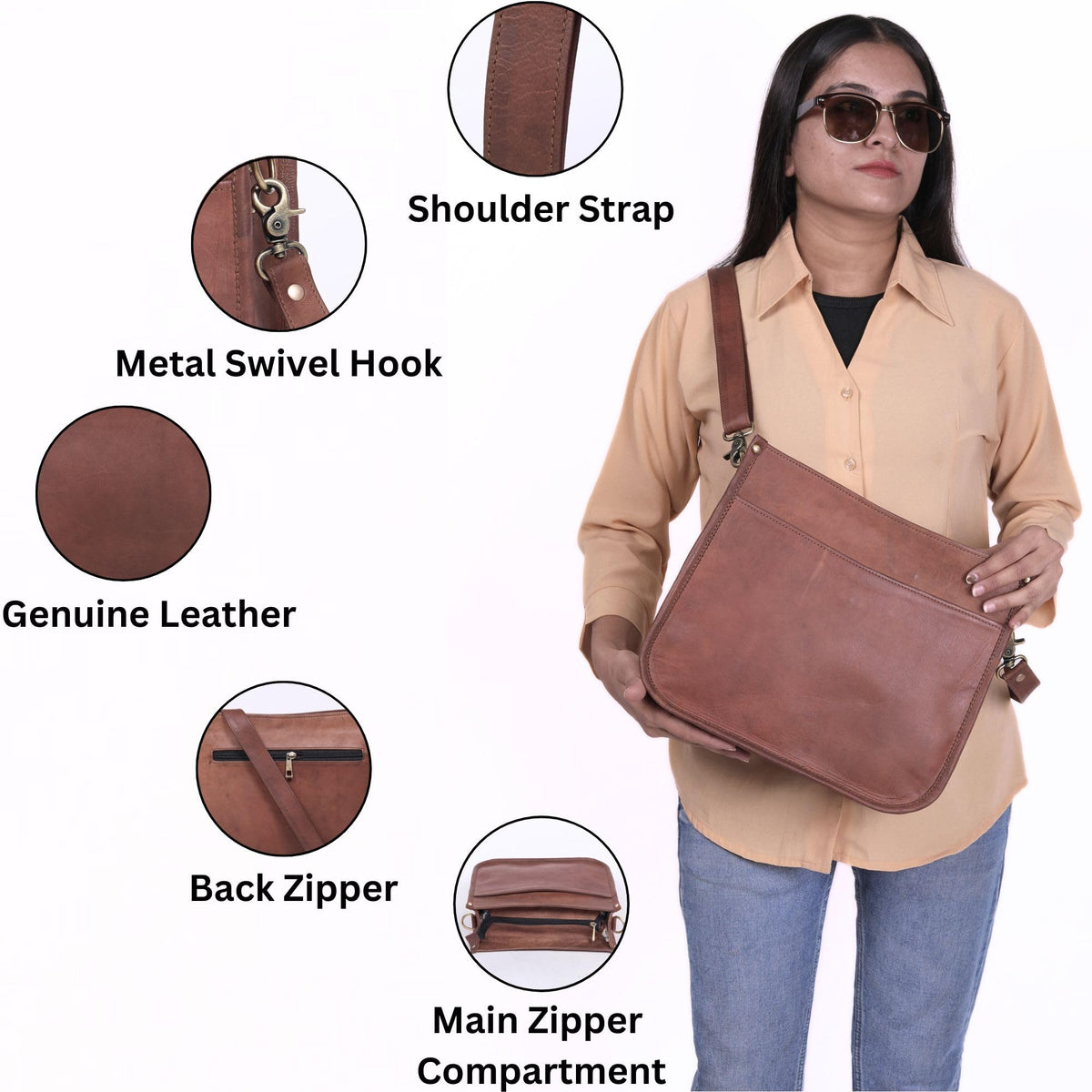 Genuine Leather Crossbody Purse I9972