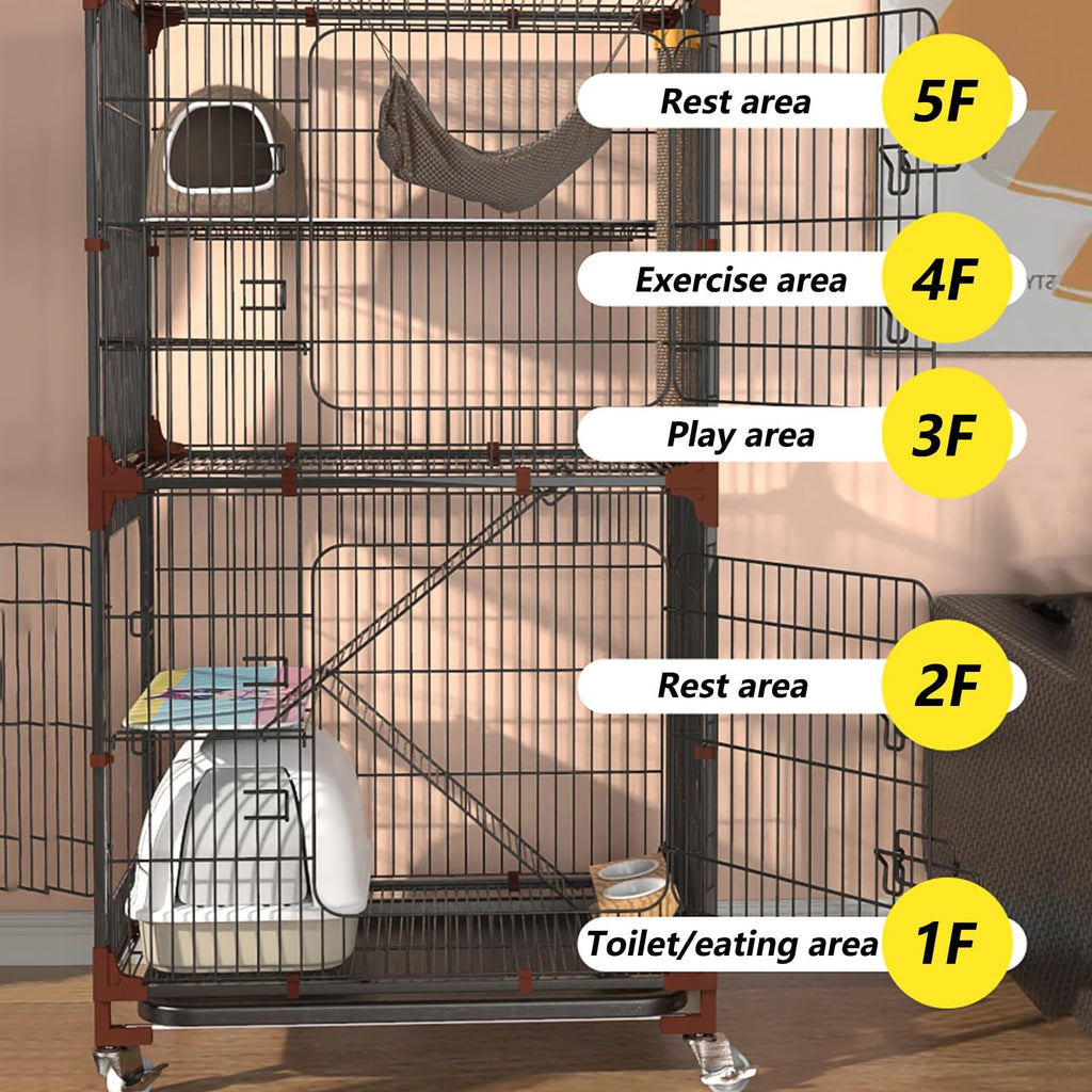 5-Tier Cat Cage with Wheels E171