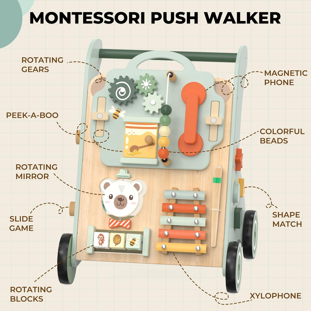 Wooden Sit-to-Stand Baby Walker N3022