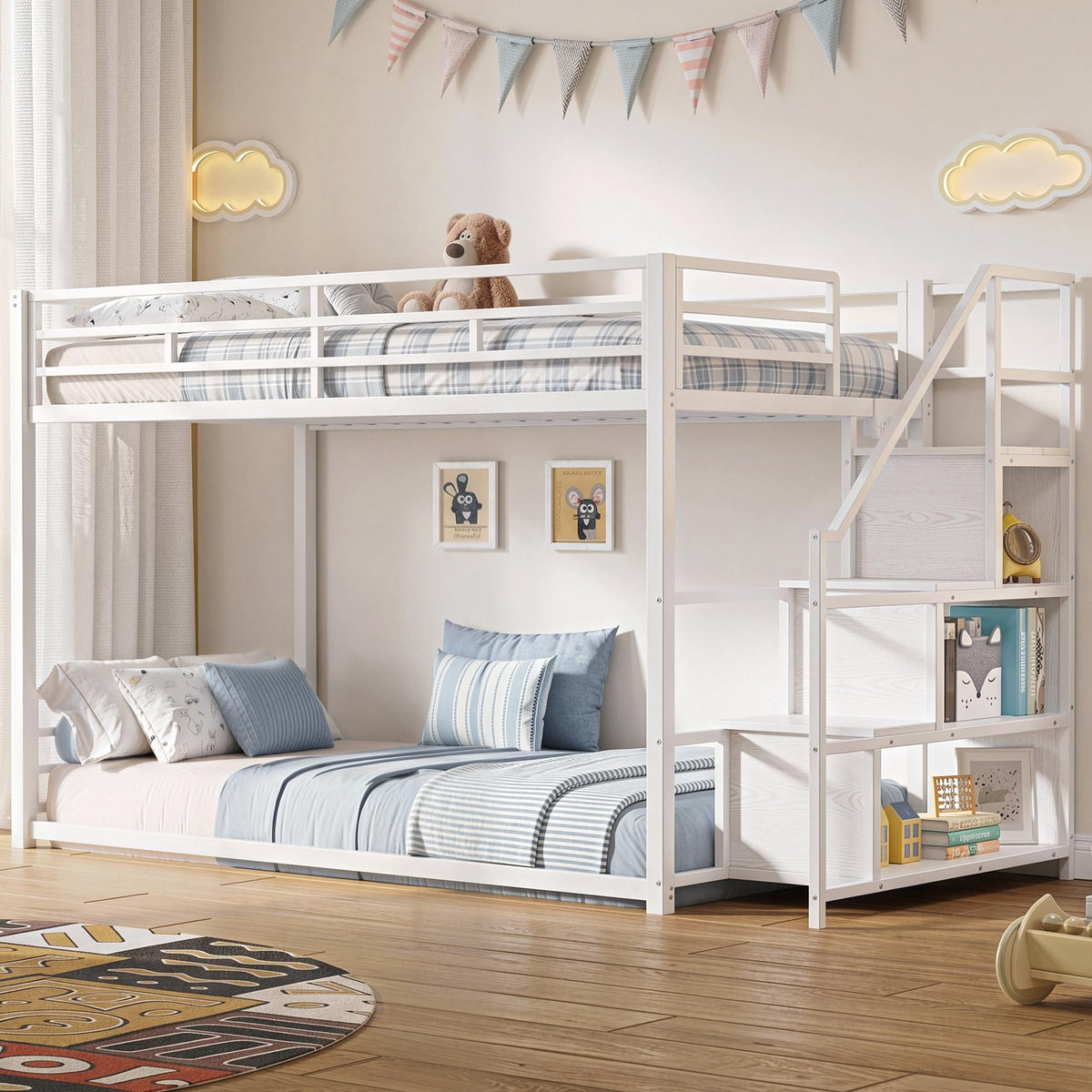 Twin Over Twin Bunk Bed with Stairs M170063