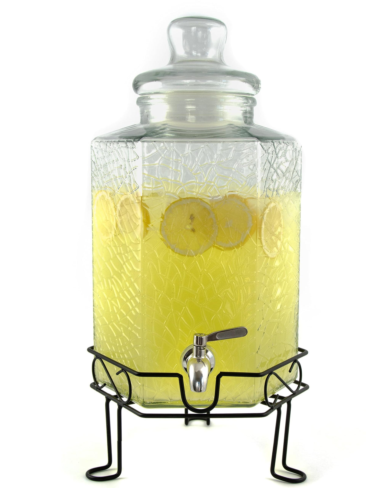 2.5 Gallon Glass Beverage Dispenser with Spigot and Stand Y296699