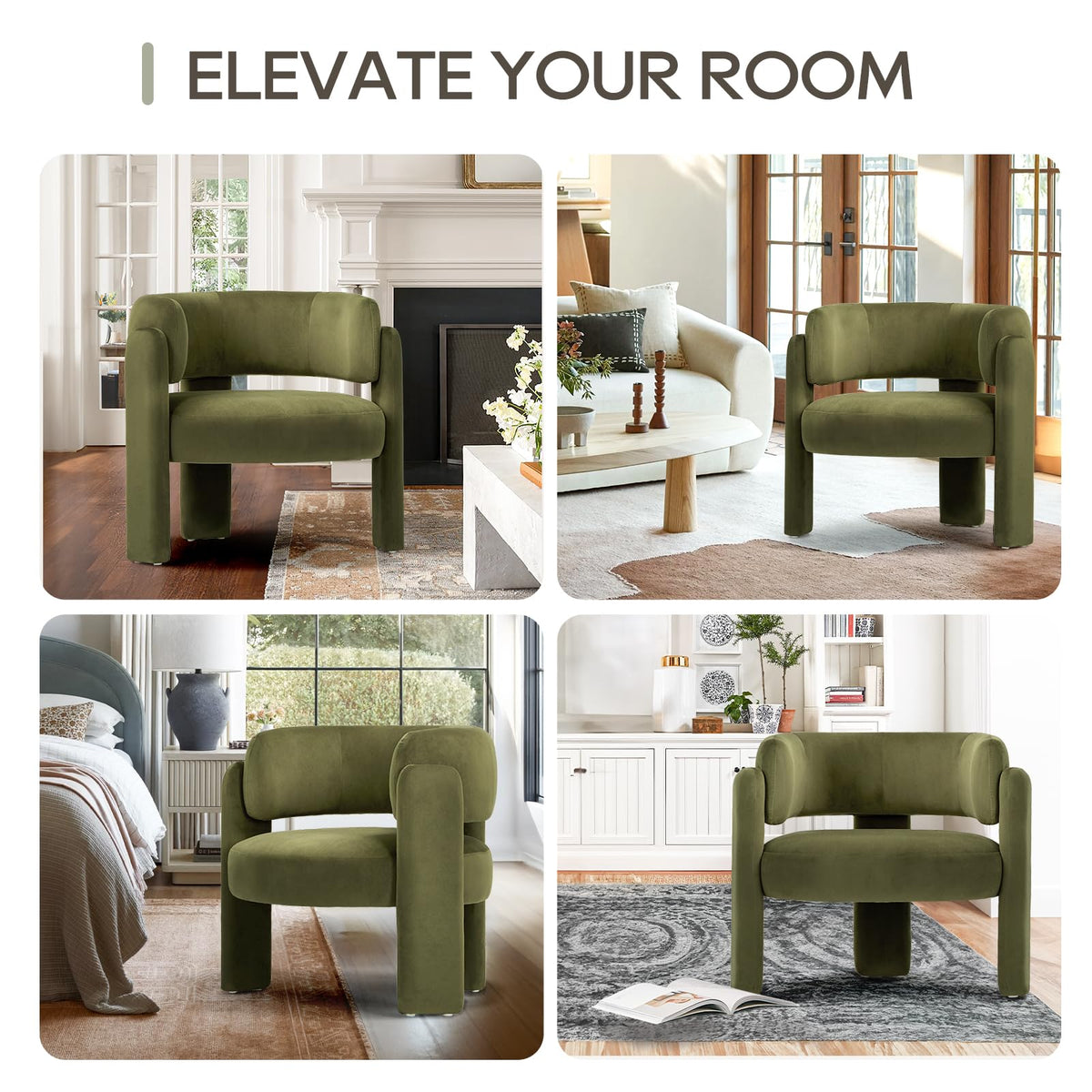 Velvet Accent Chair Set of 2 Green V767