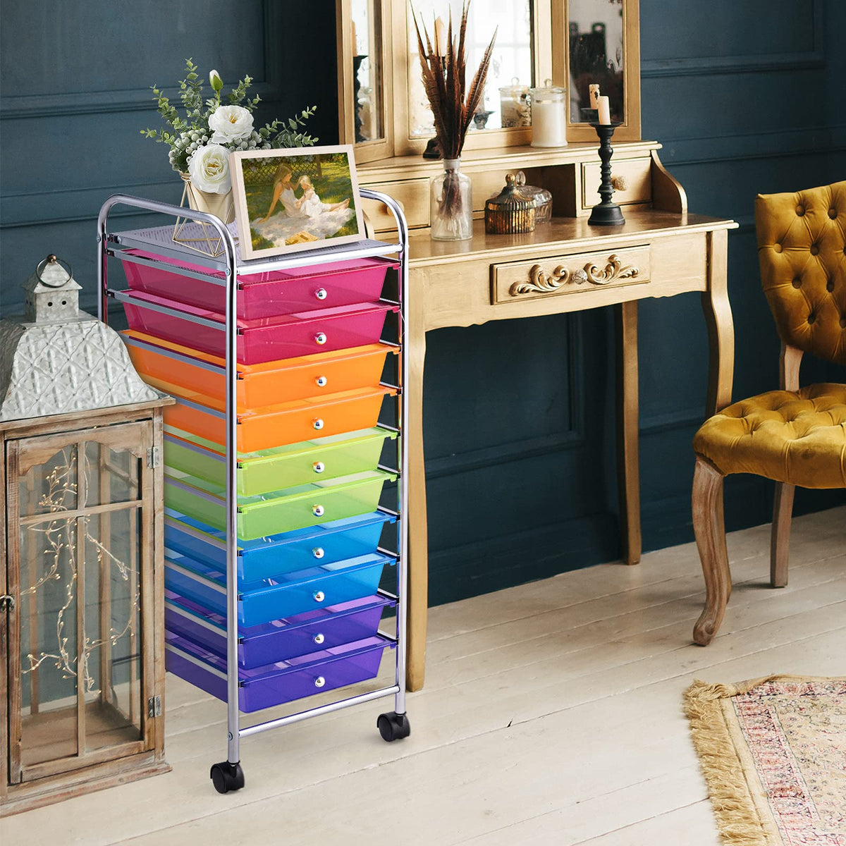 10 Drawer Rolling Storage Cart with Wheels W542