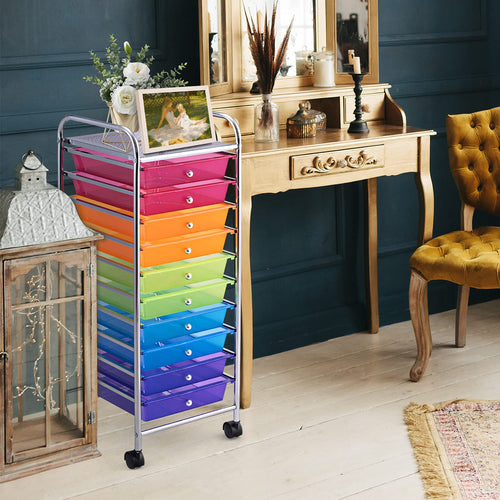 10 Drawer Rolling Storage Cart with Wheels W542