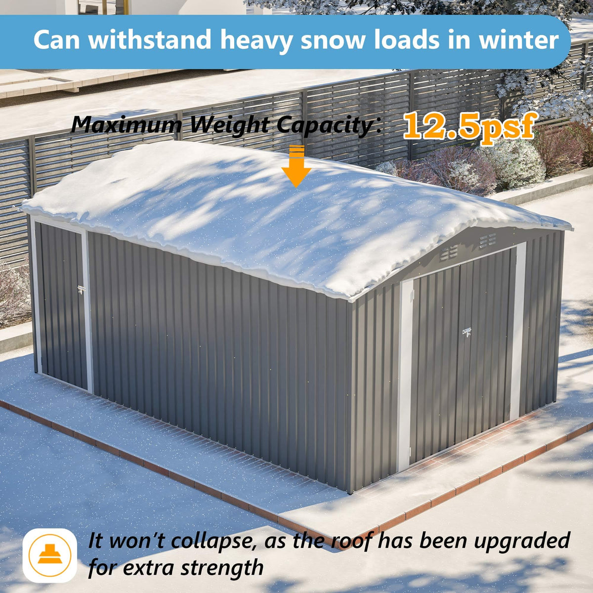 10x14 FT Light Gray Metal Storage Shed Z199