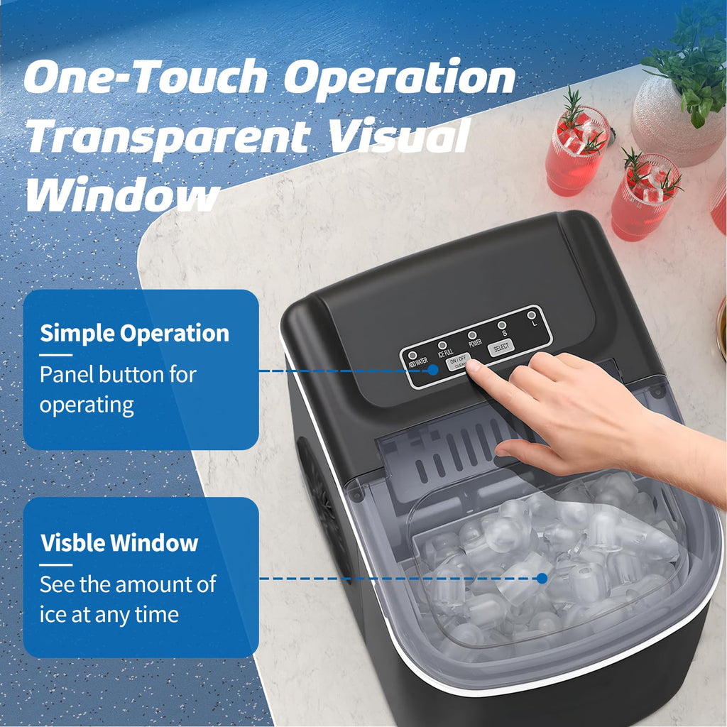 Black Portable Countertop Ice Maker with Scoop & Basket F833332