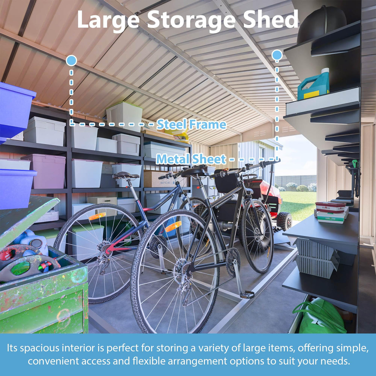 10x14 FT Light Gray Metal Storage Shed Z199