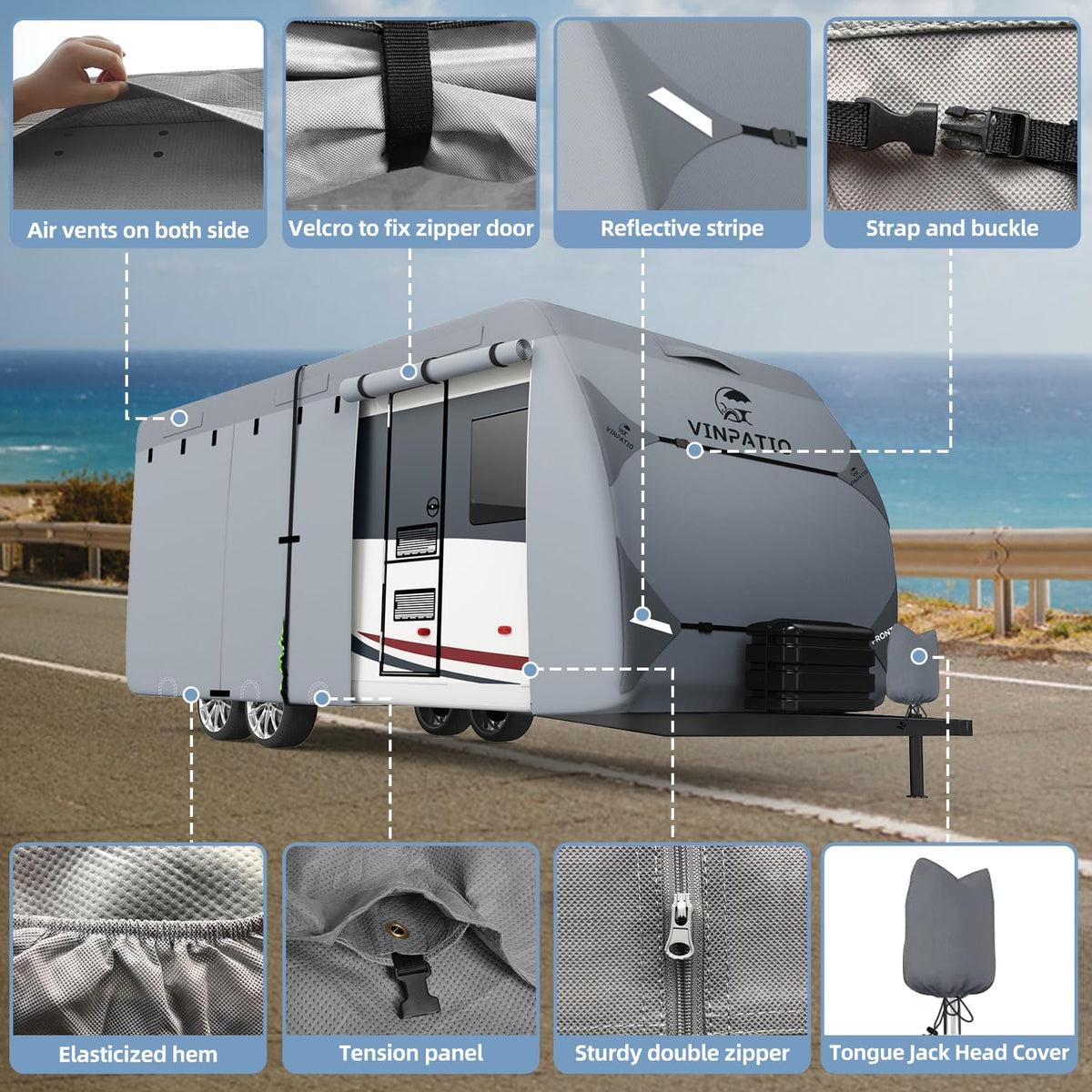 7 Layers Heavy Duty RV Trailer Cover Fits 14'-16' R957157