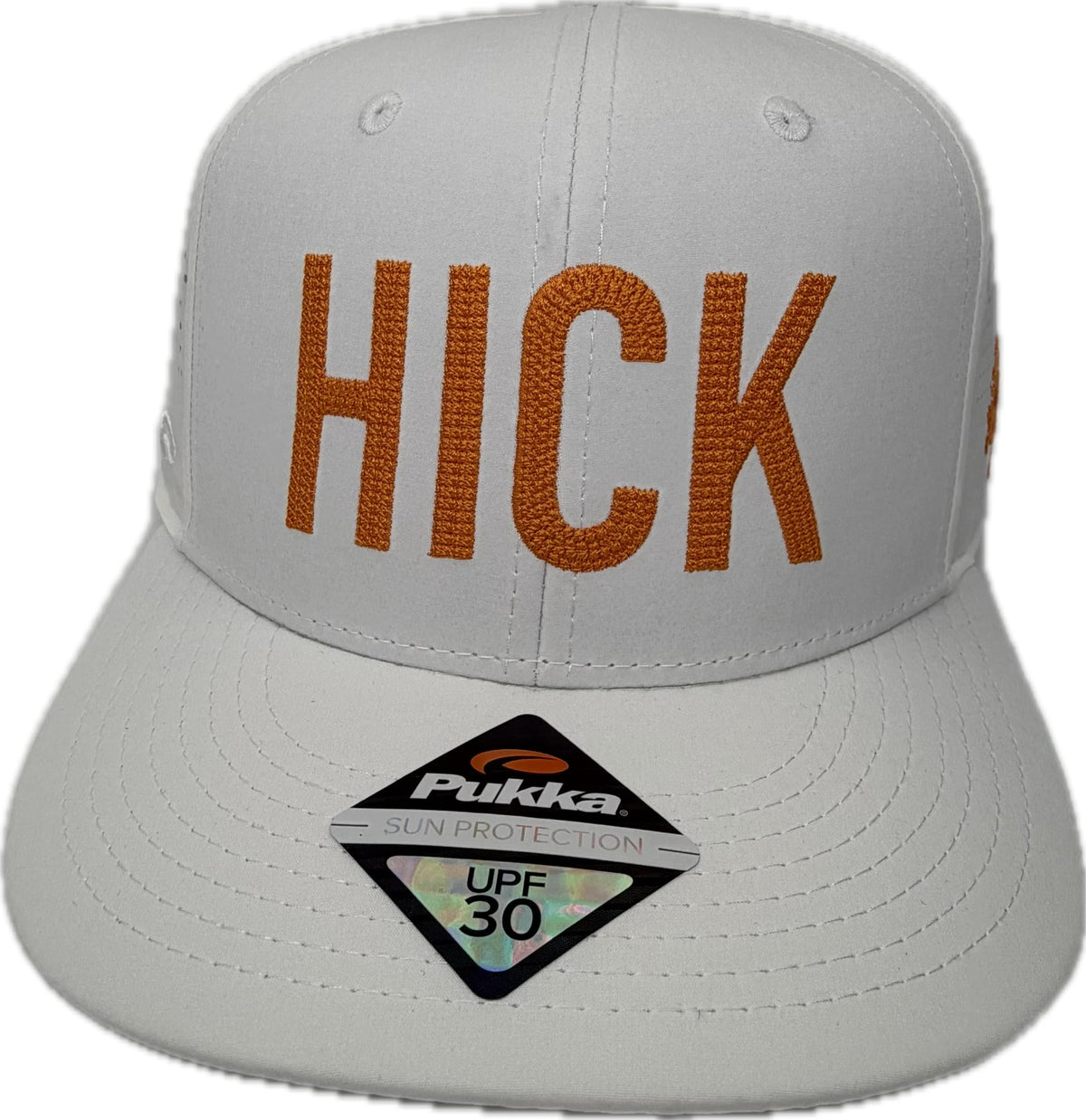 White Snapback Cap with Orange Embroidery S478955