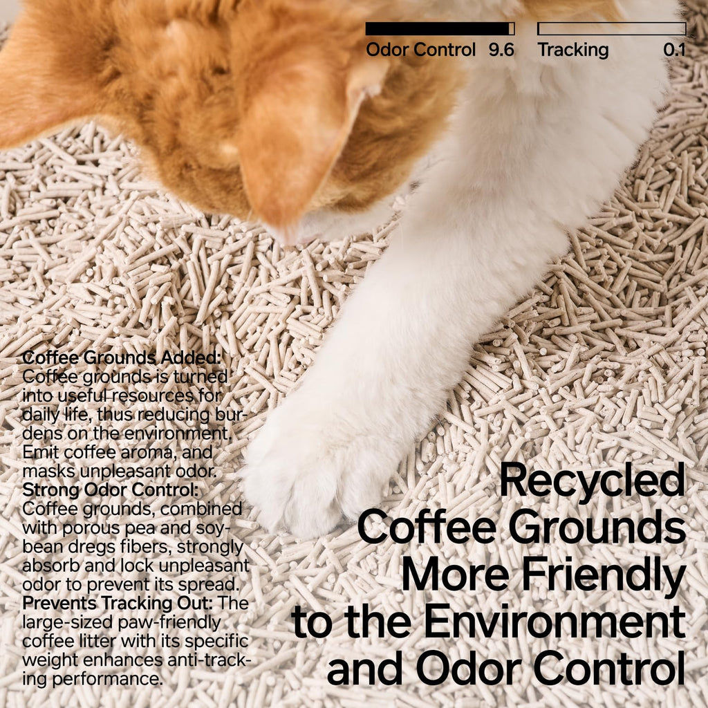Tofu Cat Litter with Recycled Coffee Grounds, Clumping, Flushable 4Pack S978