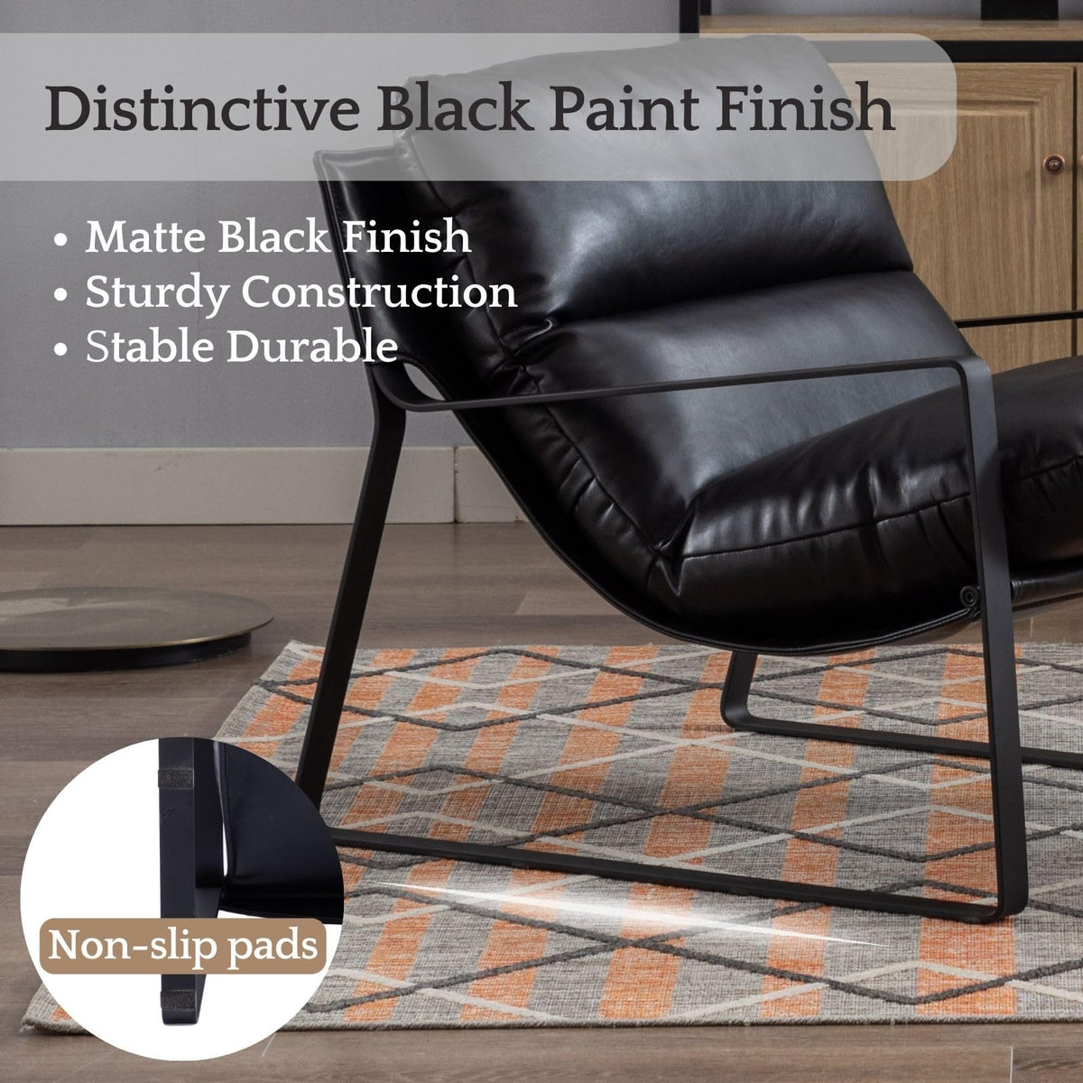 Black PU Leather Accent Armchair S11685