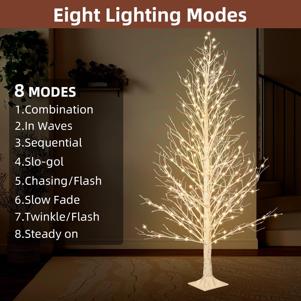 6FT LED Lighted Birch Tree with Timer IP44 Waterproof A104910