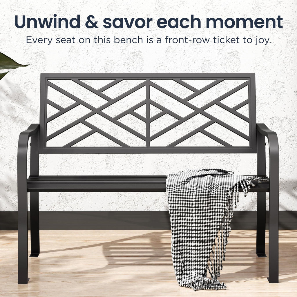 Black 43 Inches Outdoor Garden Bench N196293