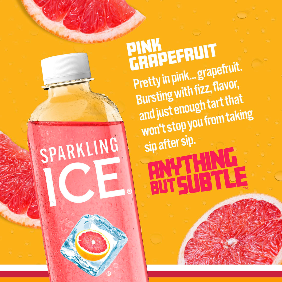 Pink Grapefruit Sparkling Water 17 fl oz Bottles Pack of 12 Z102490