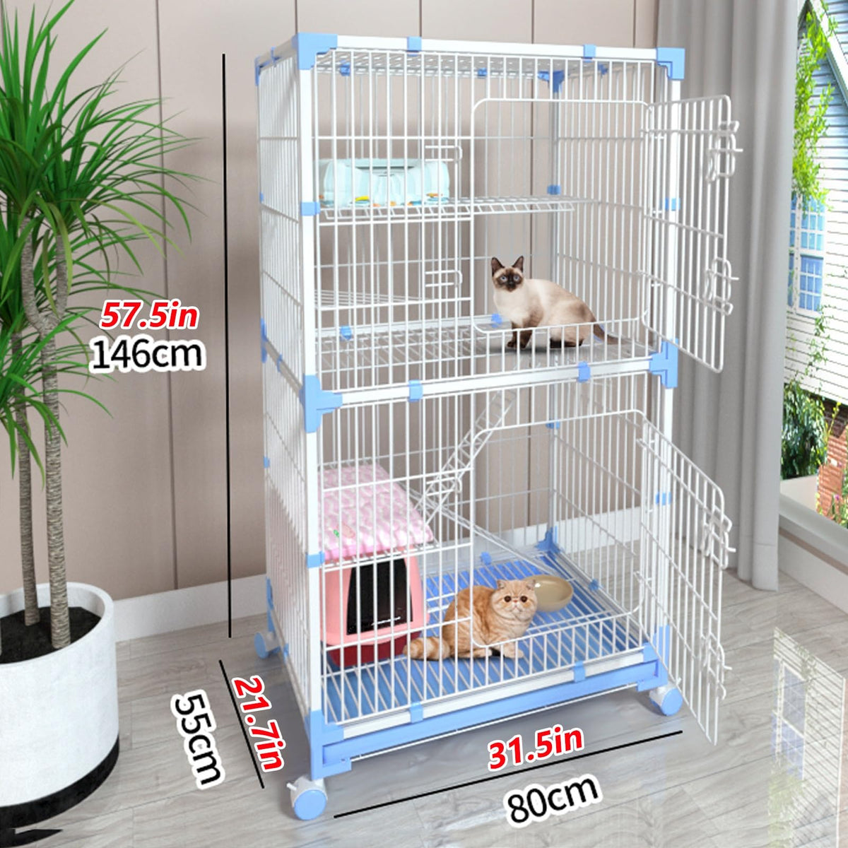 5-Tier Cat Cage with Wheels E171