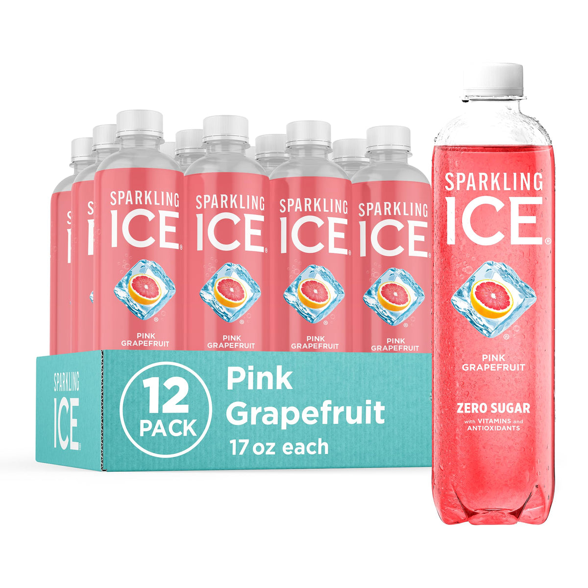 Pink Grapefruit Sparkling Water 17 fl oz Bottles Pack of 12 Z102490