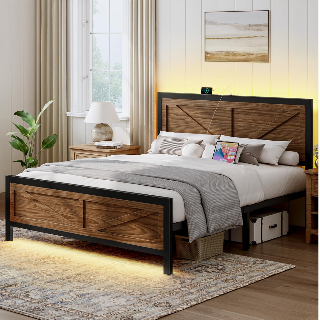 Queen Size Metal Platform Bed Frame with Storage S251