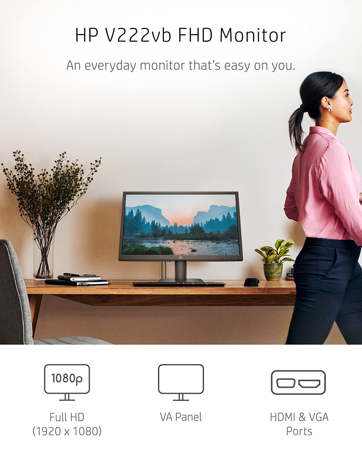 21.5-inch FHD 75Hz VA Monitor with HDMI & VGA Ports I12845