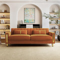 Orange 3-Seater Velvet Loveseat with 2 Pillows V2017