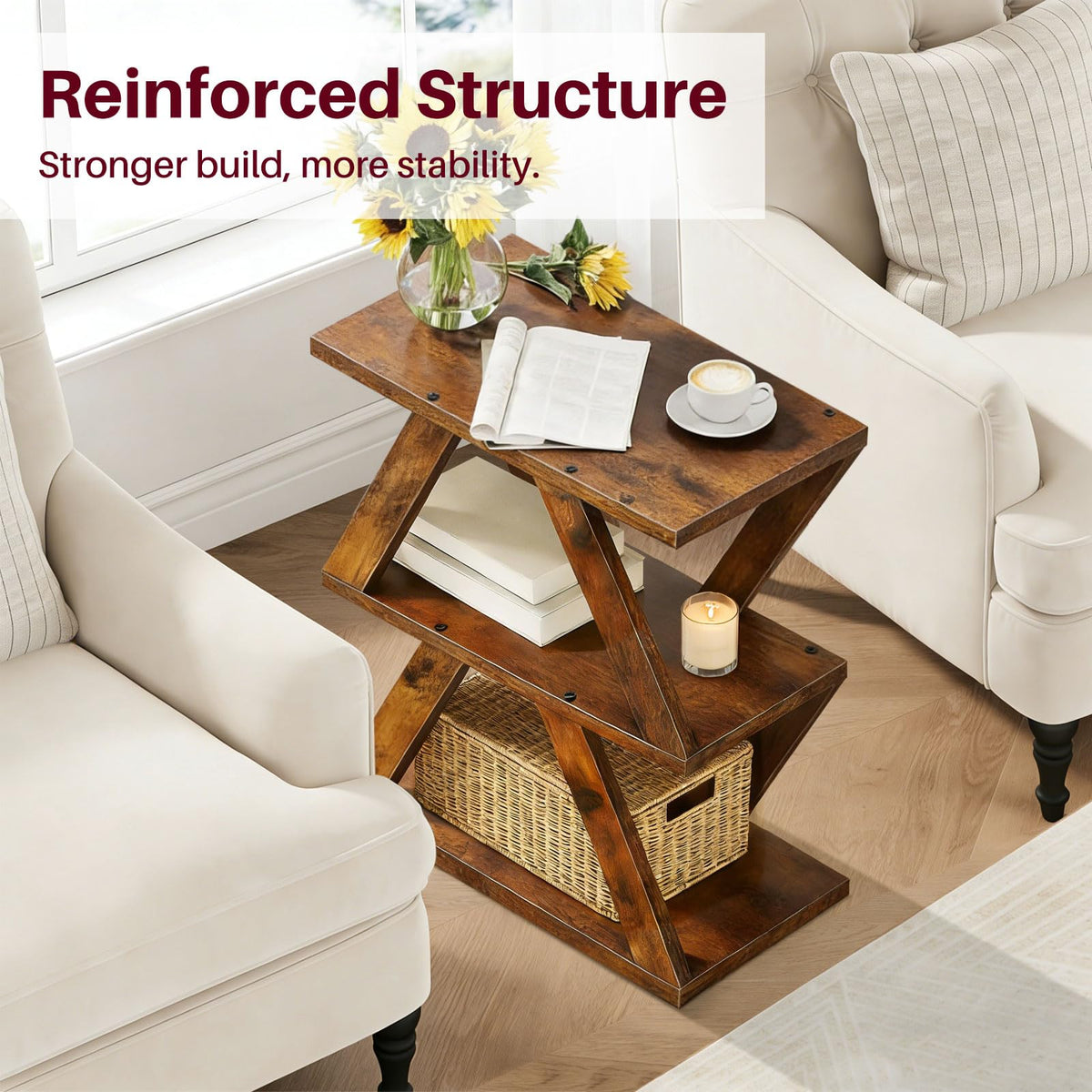 3 Tier Side Table with Storage Shelves W53762