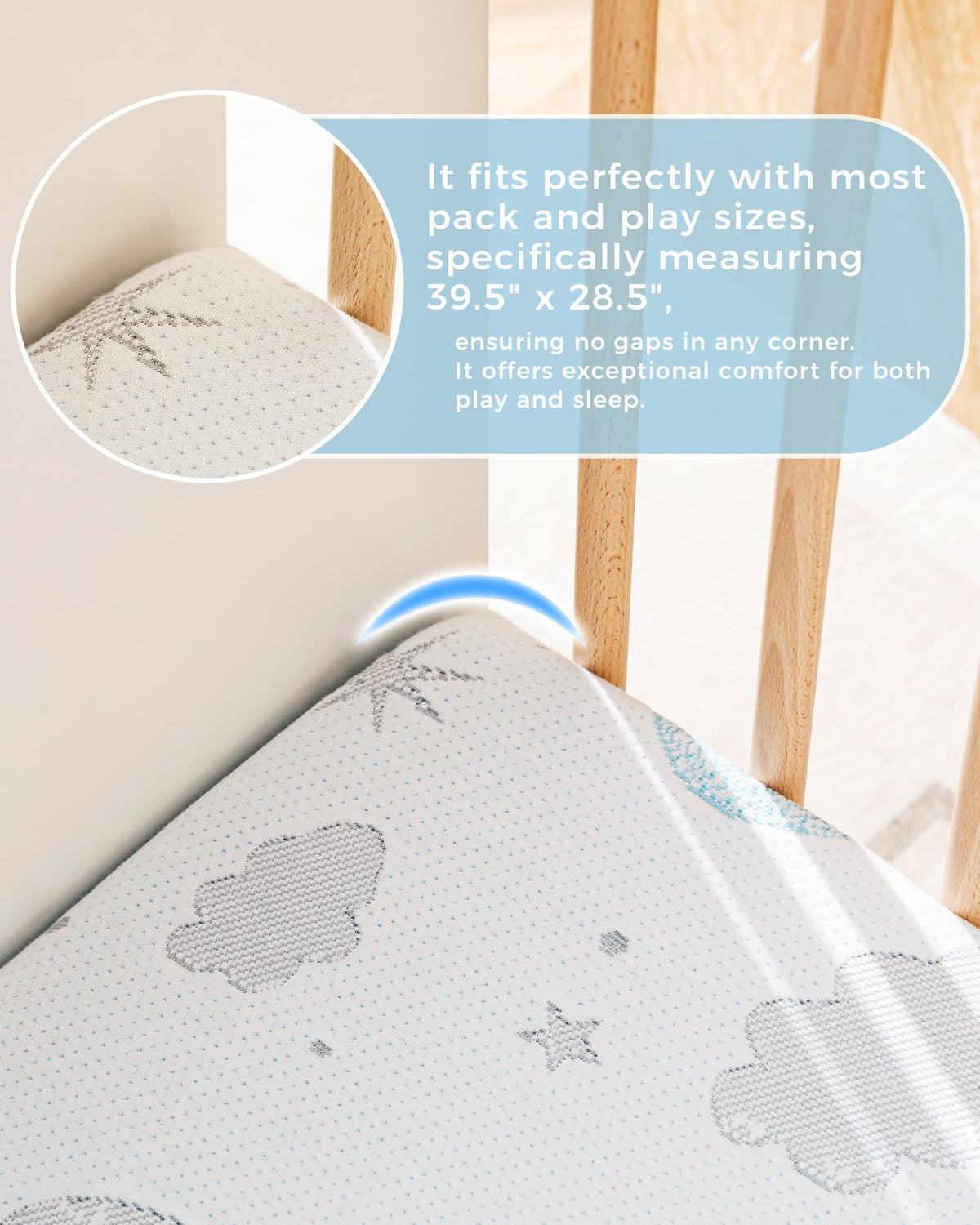 38x26'' Breathable Soft Plush Memory Foam Pack and Play Mattress S457