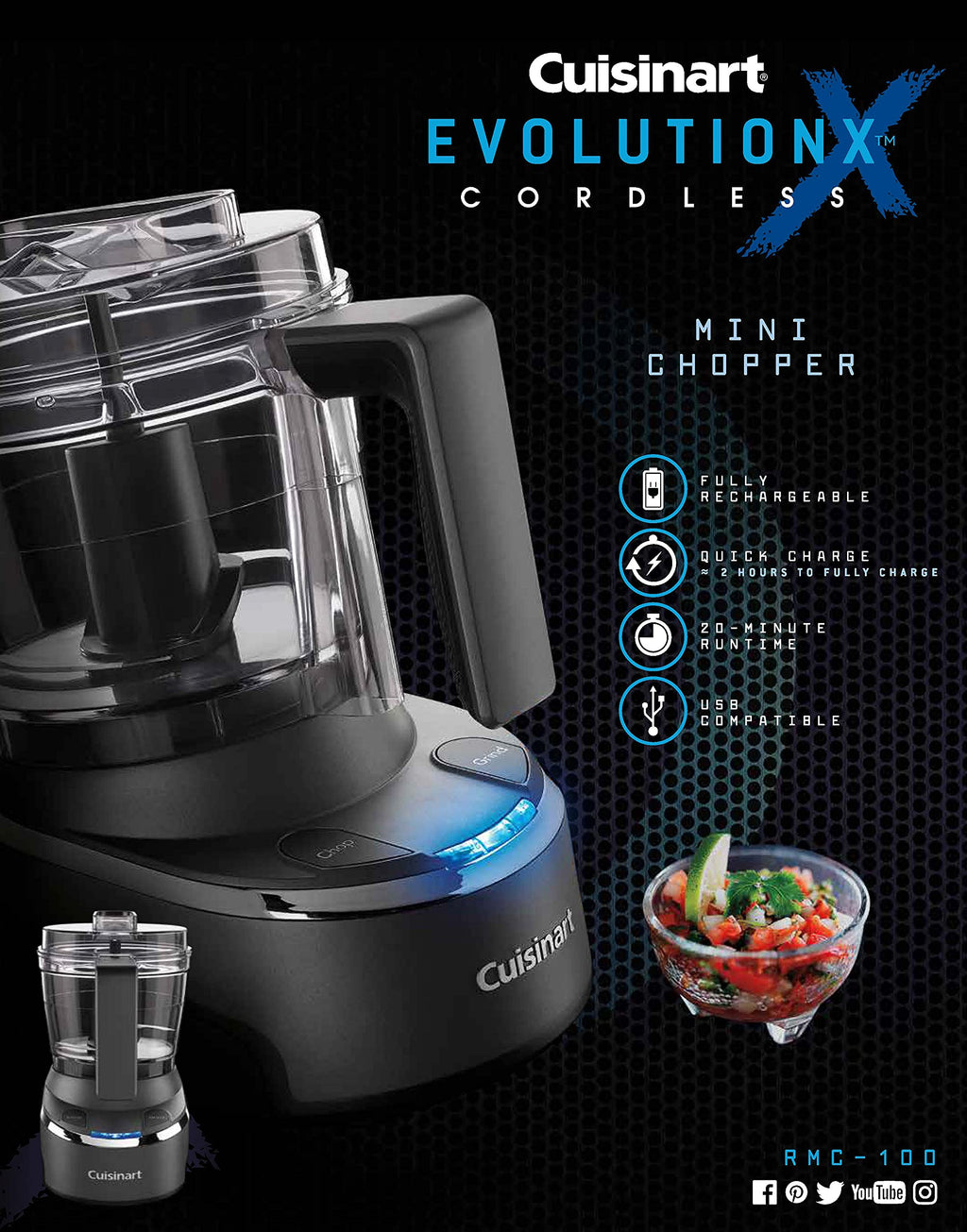 Mini Food Processor & Chopper, 4 Cup, Electric, Black U5280