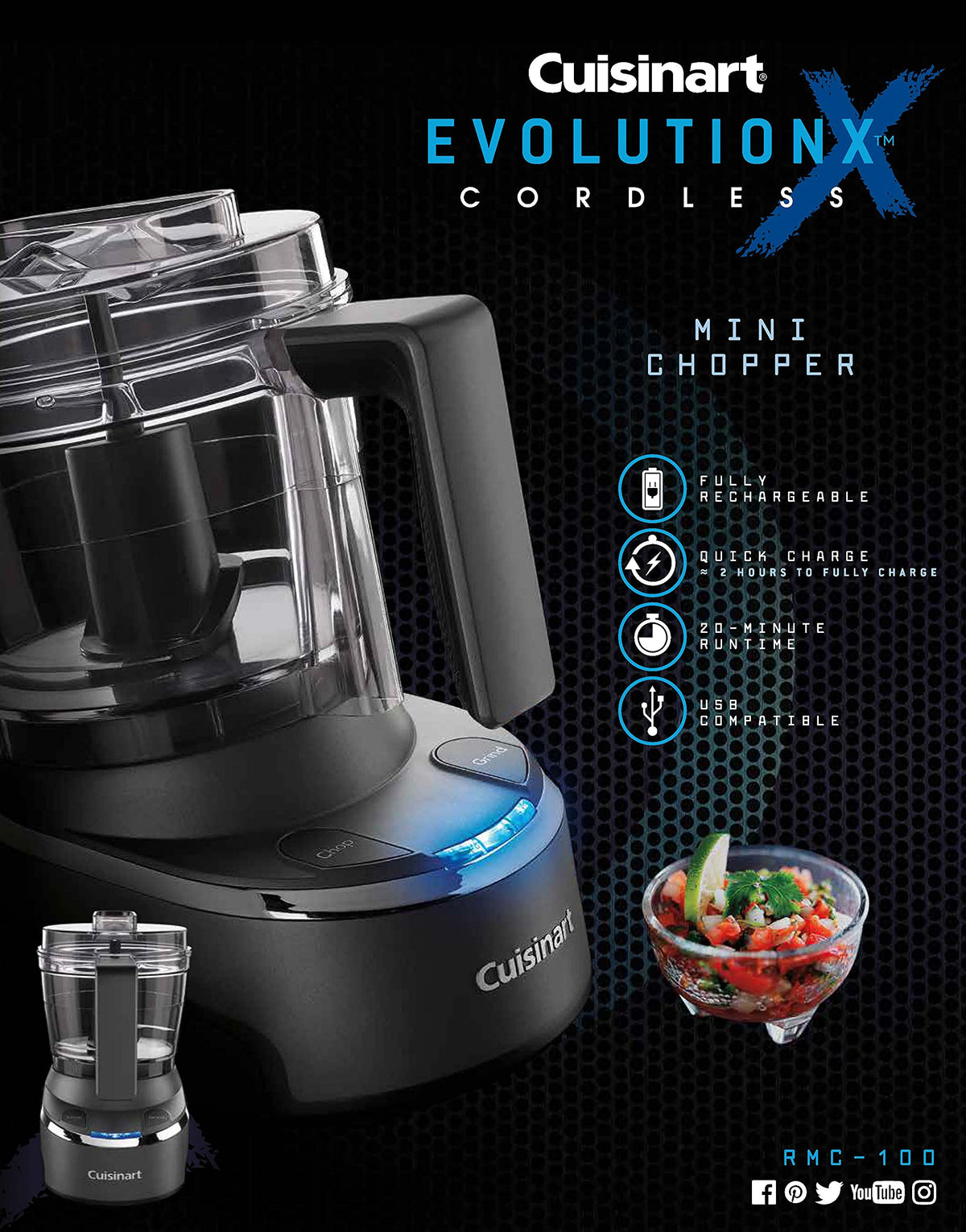 Mini Food Processor & Chopper, 4 Cup, Electric, Black U5280