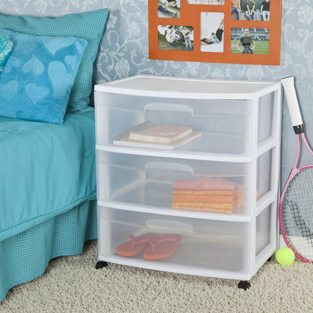 Plastic Storage Drawer Cart with 3 Clear Drawers C634641
