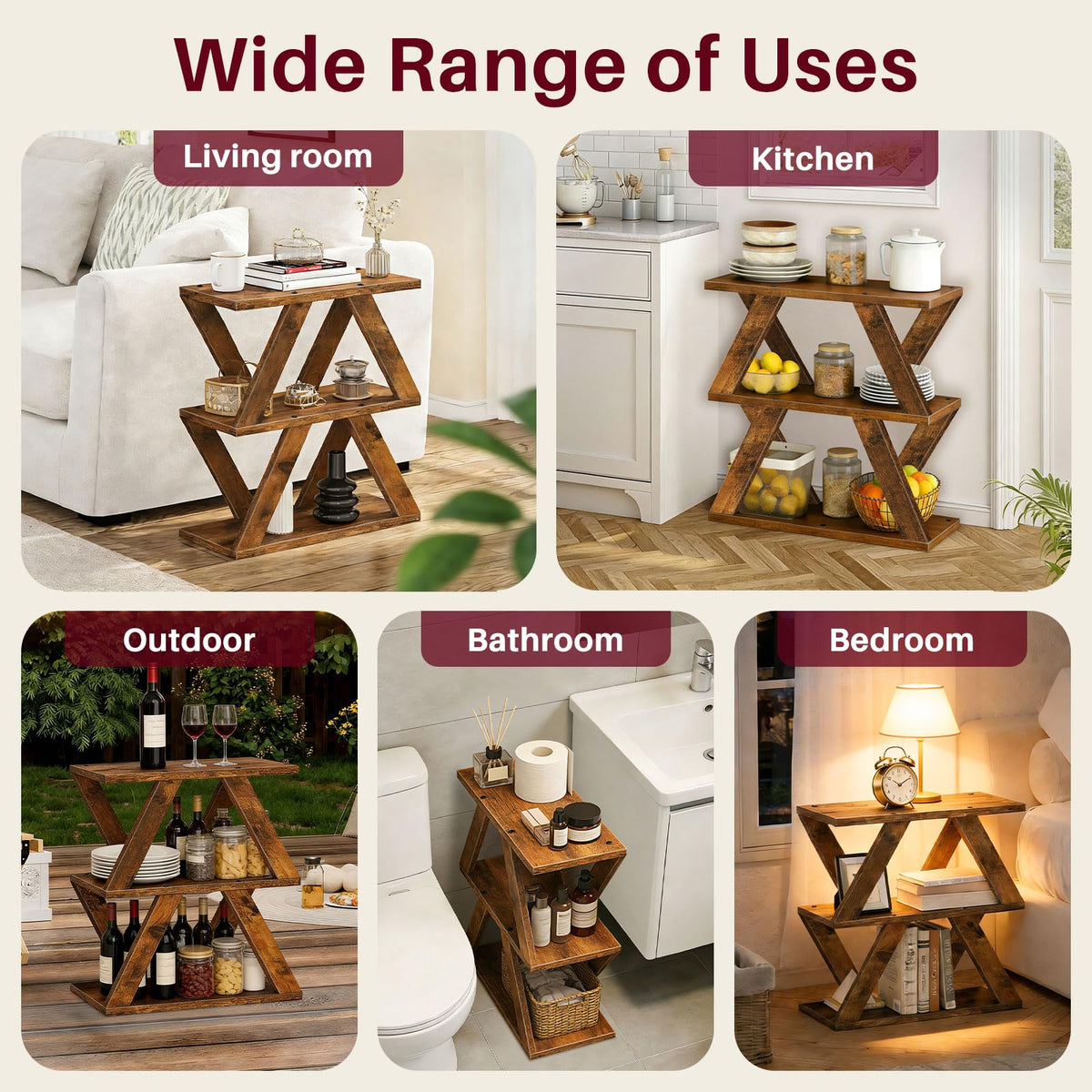 3 Tier Side Table with Storage Shelves W53762