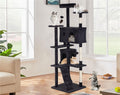 70" Dark Grey Cat Tree Tower with Scratching Post and Bed Y79117