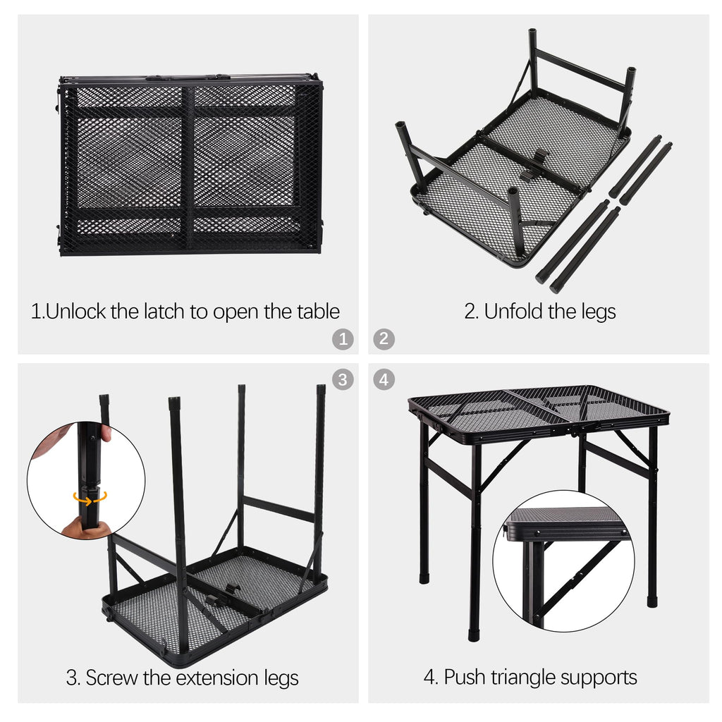 Portable Small Folding Metal Camping Table 23” x 15” K324