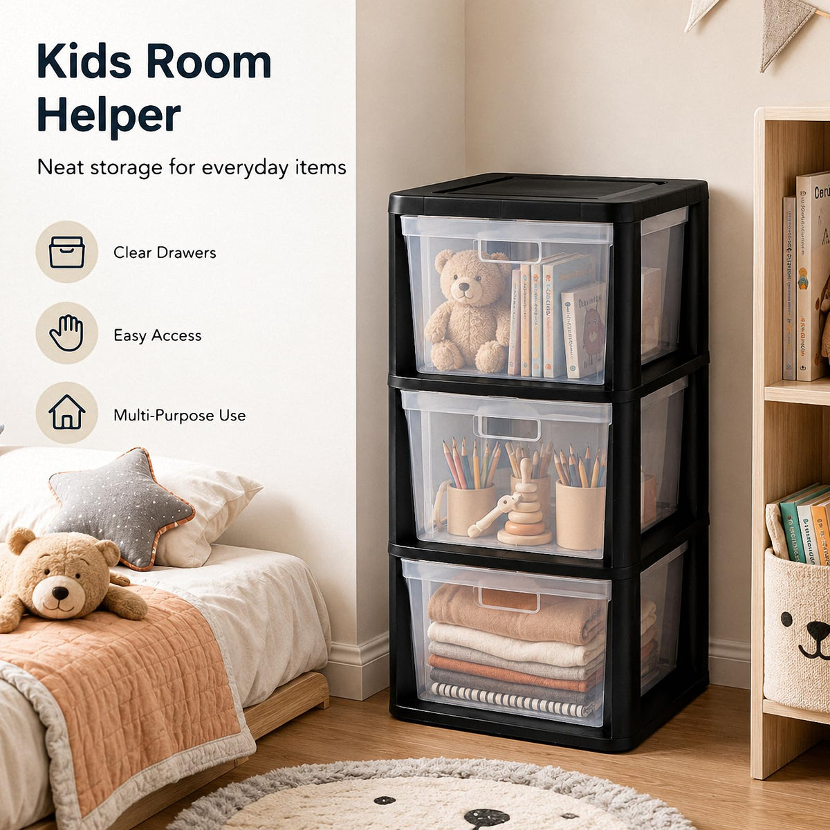 3-Drawer Plastic Storage Tower O378989
