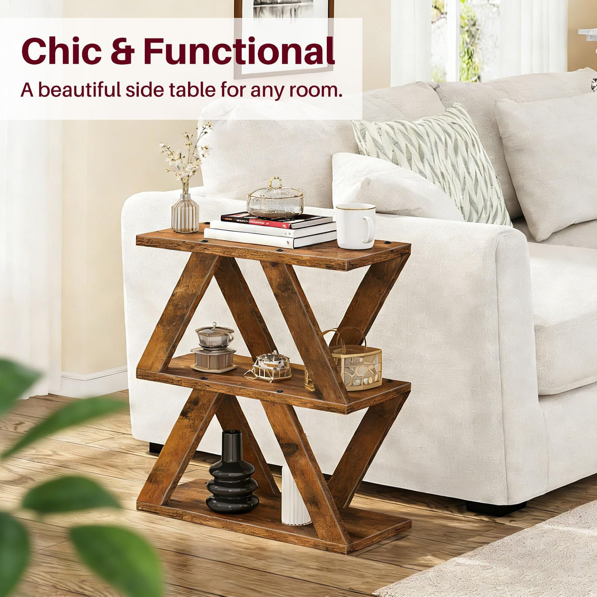 3 Tier Side Table with Storage Shelves W53762