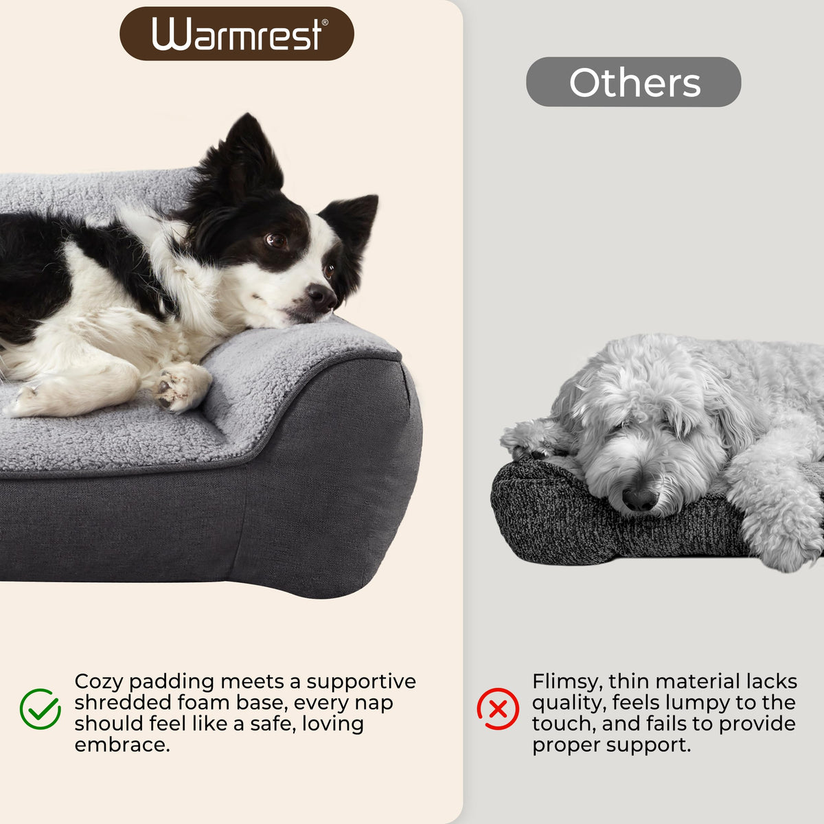 Extra Thick Orthopedic Bolster Dog Bed A459582
